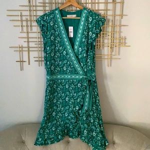 Green Floral Wrap Skort Dress from Loft, Size 14